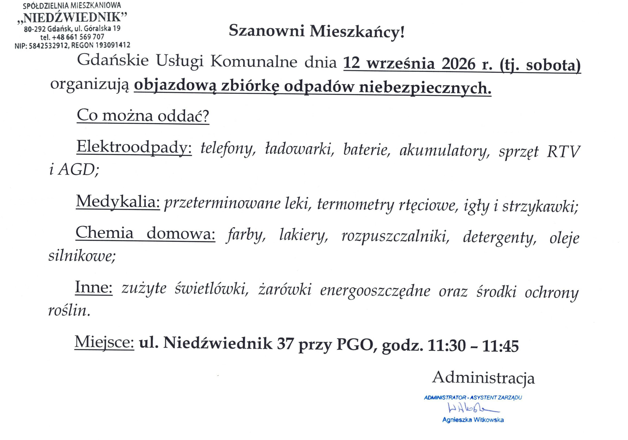 Objazdowa zbiórka odpadów niebezpiecznych_